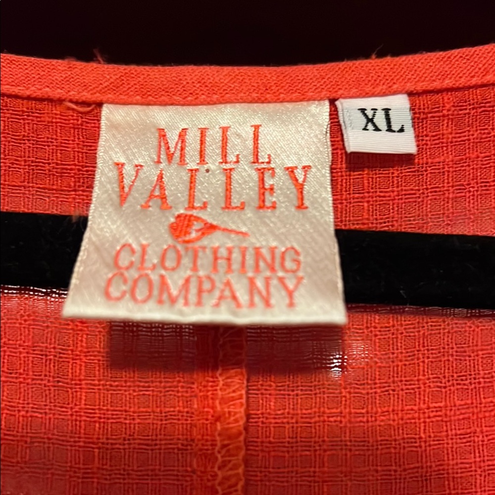 Mill Valley Sz XL Lagenlook Minimalist Cotton Coral FUNKY A-Line Tunic Shirt EUC - Picture 4 of 10
